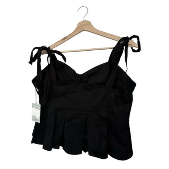 Hyacinth House Ophelia Bustier Top Black Size XXL NWT Cotton Peplum Tie Straps - Picture 5 of 9